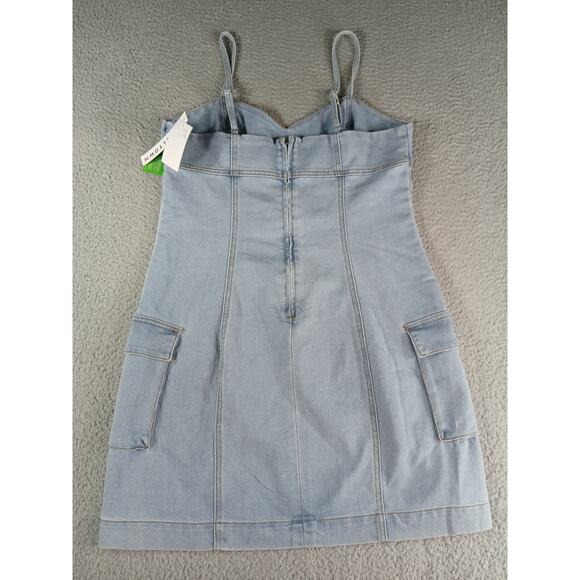 Tinseltown Overall Dress Womens XXL Blue Denim Pocket Mini Light Wash Kohl's NWT - Picture 6 of 8